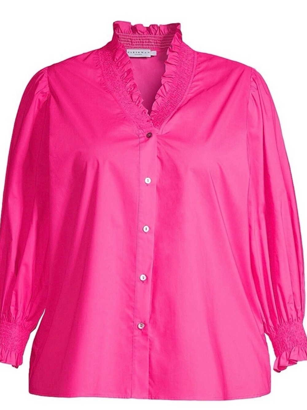 NEW Harshman Bonnie Shirt 3X 100% CottonSmocked V-Neck PuffSleeve Boho Chic $228